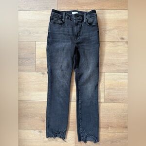 Good American Womens Bootcut Jeans 25 Black Raw Hem Stretch GCL731BTNA